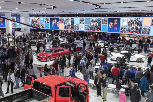 DETROIT - JANUARY 17 :The crowds of people at The North American International Auto Show January 17, 2016 in Detroit, Michigan.