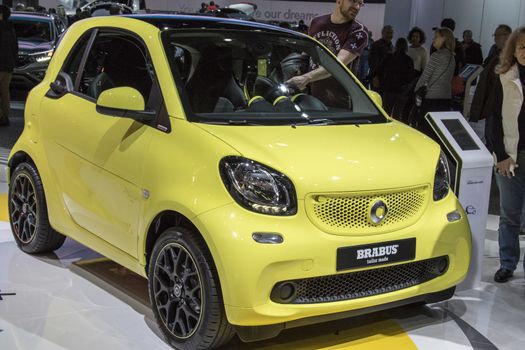DETROIT - JANUARY 17 :The 2017 Smart car Brabus coupe at The North American International Auto Show January 17, 2016 in Detroit, Michigan.