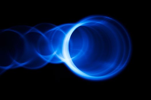 Sound waves in the visible blue color in the dark