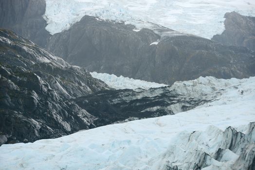 blue ice of portage glacier in alaska
