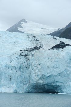 blue ice of portage glacier in alaska
