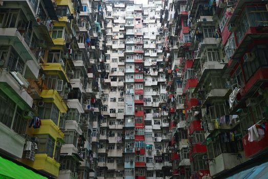 tall and dense apartment tower in Hong Kong