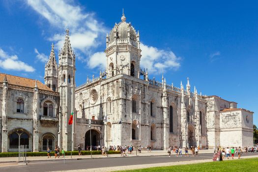 Lisbon, Portugal - July 24, 2015: Jeronimos Monastery and Church of Santa Maria of Belem in Lisbon, Portugal.