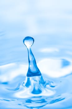 Blue water droplet captured with high speed lights