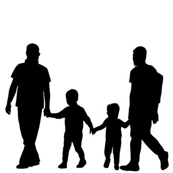 Gay family couple with children