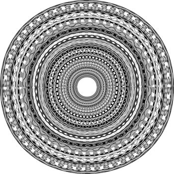 Round ornament with tribal geometrical motifs