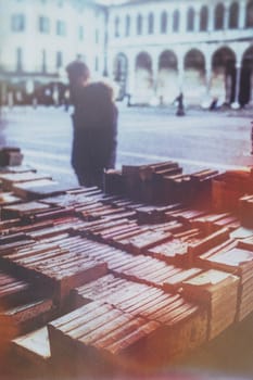 fleamarket book vendor in Italy