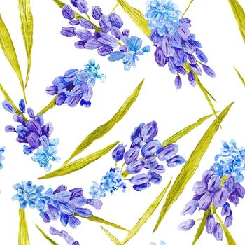 Seamless hand-painted romantic country botanical background for textile, wallpaper, event design, Lovely spring concept 