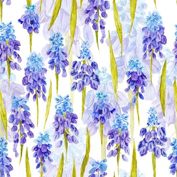 Seamless hand-painted romantic country botanical background for textile, wallpaper, event design, Lovely spring concept 