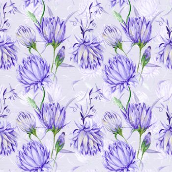 Royal old style wallpaper with elegant romantic violet blowers on canvas background for design and scrapbooking