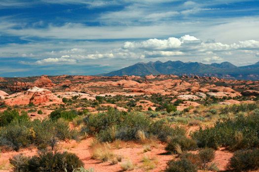 La Sal Mountains is the southern end of the Rocky Mountains and located in Arches National Park Utah, USA.