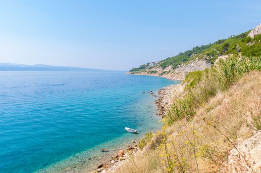 Boat at the Croatian coast on a sunny day