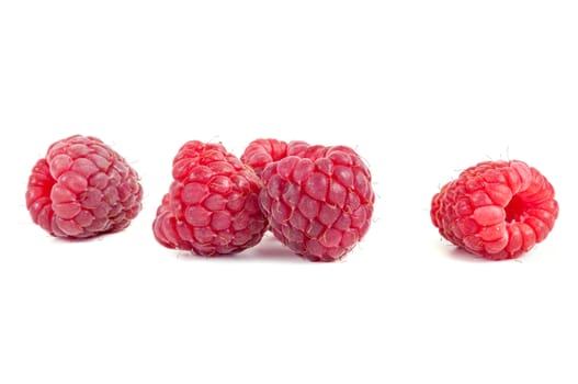 Fresh raspberries isolated on white background with clipping path