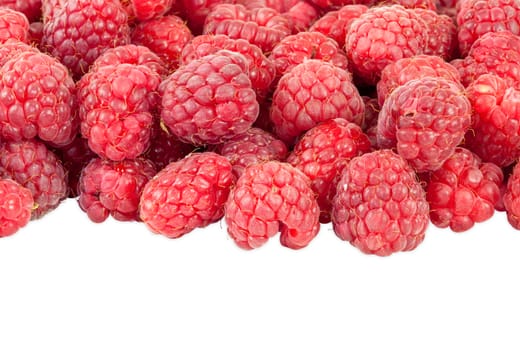 Fresh raspberries isolated on white background with clipping path