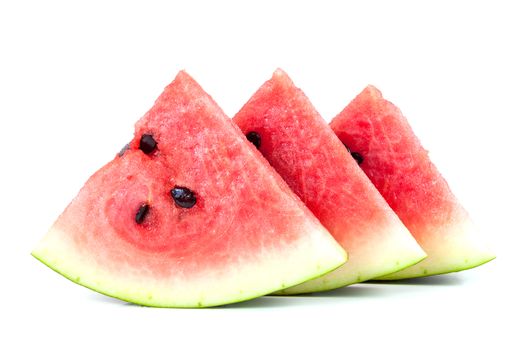 Watermelon pieces isolated on white background with clipping path