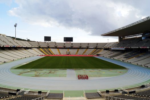 BARCELONA, SPAIN - OCTOBER 07, 2015: Barcelona Olympic Stadium, host of the 1992 Summer Olympics in Barcelona, Spain