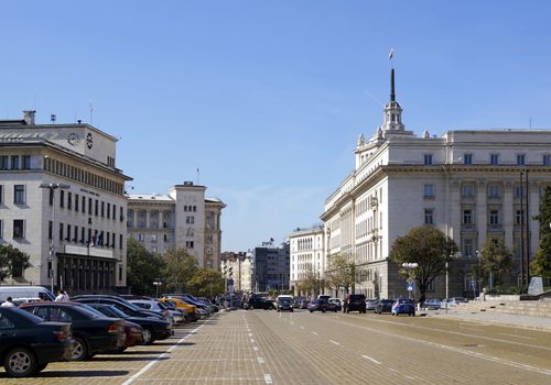 SOFIA, BULGARIA - OCTOBER 01, 2014: Prince Alexander of Battenberg square in Sofia, Bulgaria