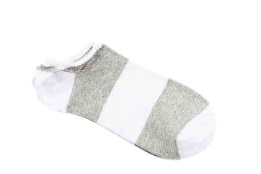 A pair of fashionable striped short socks isolated on white background
