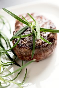 Grilled bbq steak with rosemary