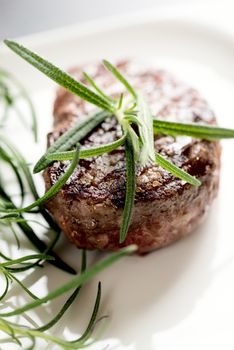 Grilled bbq steak with rosemary