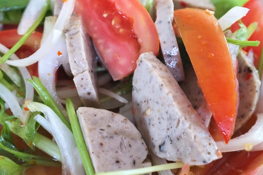 Thai pork sausage spicy salad