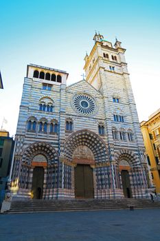 Genova,Italy,17 january 2016.Genoa Cathedral is dedicated to Saint Lawrence. It is a medieval church built between 1100 (the sides and side doors, from the Romanesque period) and the end of the fourteenth century.