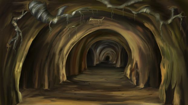 Digital painting of the Mysterious cave