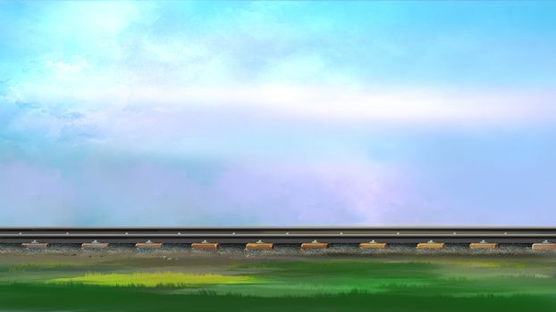 Digital painting of the railroad track