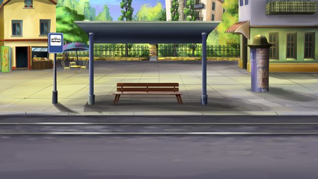 Digital painting of the City Tram stop