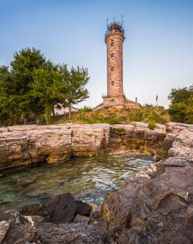 Savudija Lighthouse on the Coast, the Most Western Point of the Balkans Peninsula and the Oldest Lighthouse in Croatia (Built 1818)