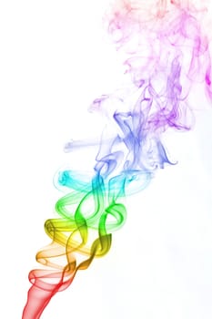 Colourful smoke on white background