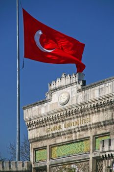 University and turkish flag in Istanbul