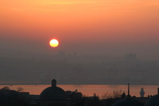 Sunrise and Golden Horn in Istanbul, Turkey