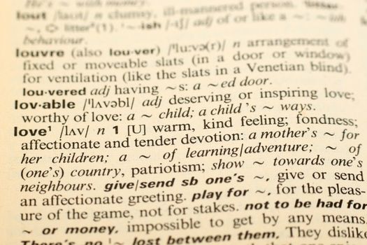Word Love in a dictionary