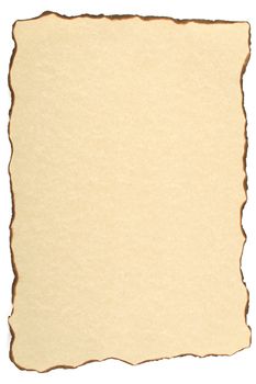 Burnt vintage paper on white background