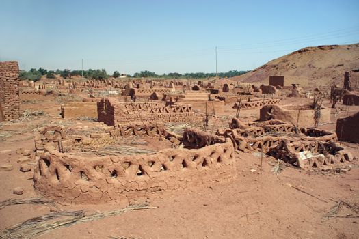 Old part (citadel) of desert town Mut in Dakhla oazis in Egypt, people still live here