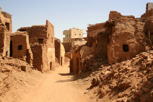 Old part (citadel) of desert town Mut in Dakhla oazis in Egypt, people still live here