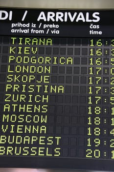 Arrival-departure board on an airport