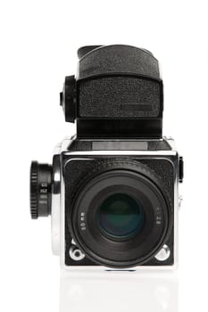 Medium format film camera with prism