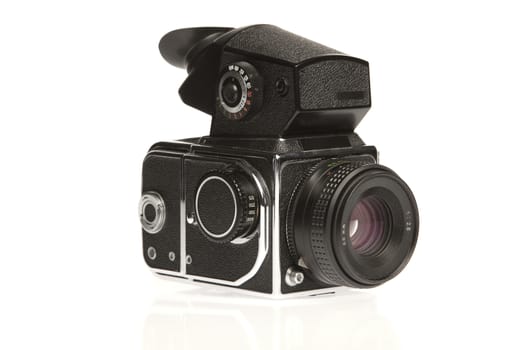 Medium format film camera with prism