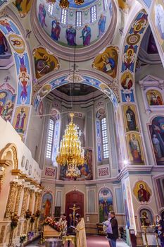 Saint George Cathedral Vydubytsky Monastery Kiev Ukraine.  Vydubytsky Monastery is the oldest functioning Orthordox Monasatery in Kiev.  The original monastery was created in the 1000s, 10th Century.