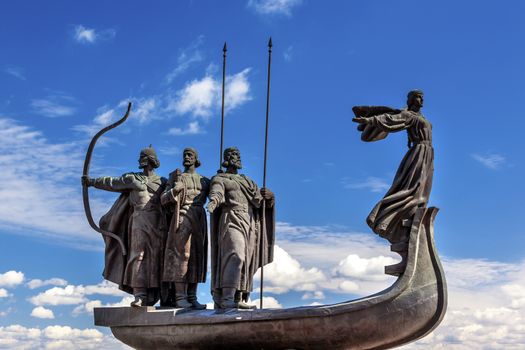 Founders Monument Dniper River Kiev Symbol Kiev Ukraine.  Prince Kiy Builder Khoriv SisterLibed Sculptor Boroday 1982