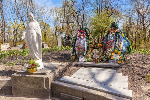 Askold's Graveyard American Colonel Killed Eastern Ukraine/Russia War Kiev Ukraine.  Askold's Graveyard has many famous Ukrainians buried there.  Site of Ukrainian Greek Catholic Church created 1810. 