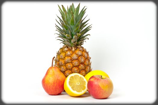 tropical fruits on a light background