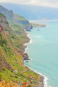 Coast near town Sao Jorge and Boaventura, Madeira - view near Lighthouse Ponta de Sao Jorge