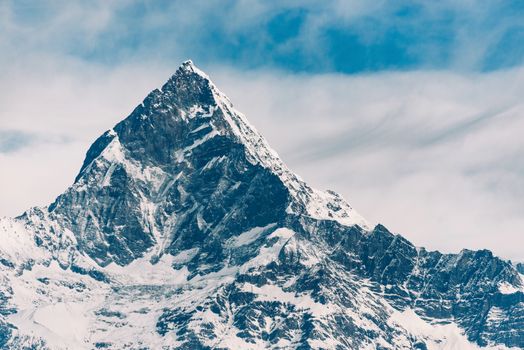 The Machhapuchhre (Fish Tail) in the Annapurna region, Nepal. Film emulation filter applied.