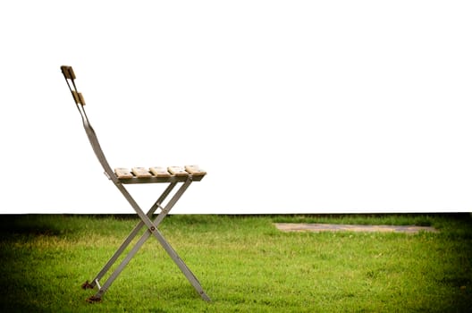 Old chair on white walll background