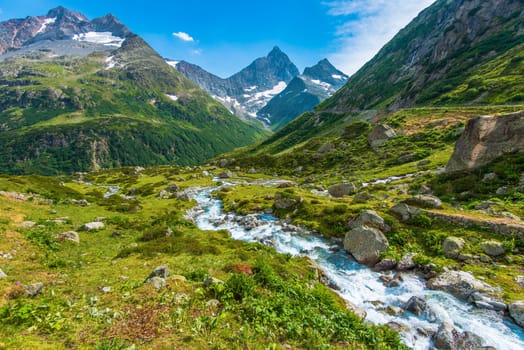 Swiss Alps Scenic Landscape. Switzerland Mountains Scenery. Europe.