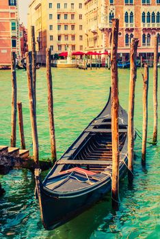 Famous Venice Gondola at Grand Canal. Venice, Italy, Europe.