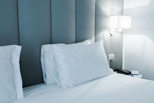 Luxury Modern Hotel Bed. Good Night Sleep During Business Travel.